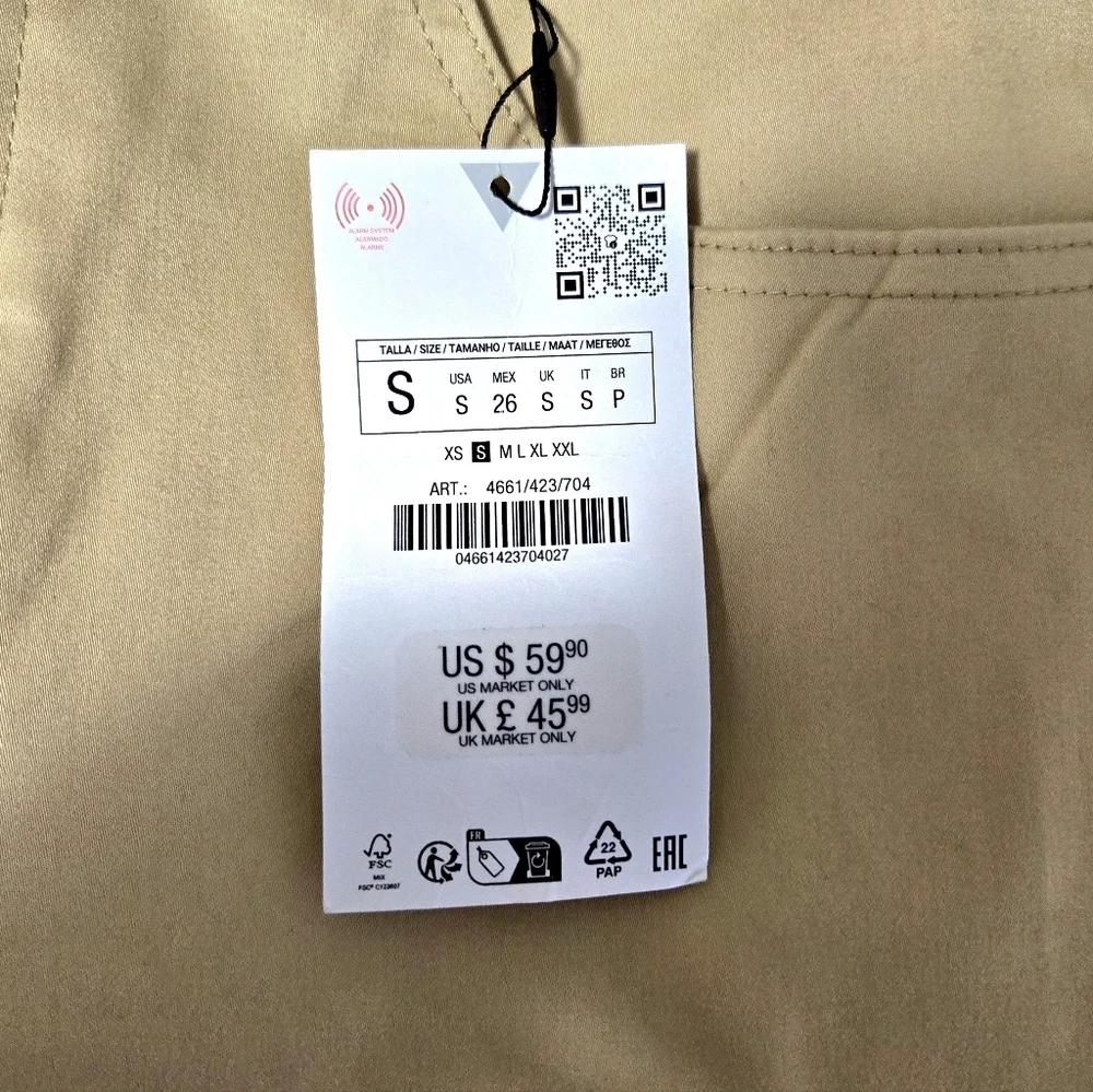 Zara Pants, Khaki, Leg pocket, Size Small/tall.
